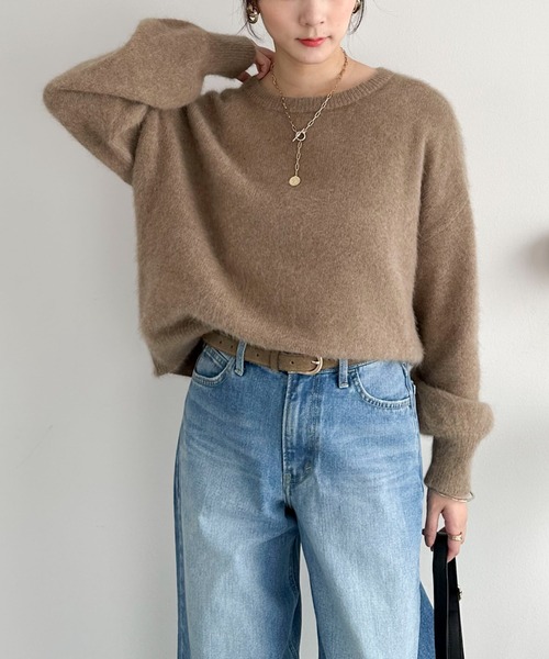 Doux archives（ドゥアルシーヴ）の「ラクーンミックスクルーネックニット（ニット/セーター・レディース・モカ/イエロー/アイボリー・FREE）」の22枚目の写真