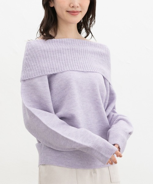 Honeys（ハニーズ）の「【軽ふわっニット】オフショルニット（ニット/セーター・レディース・アイボリー/ピンク/ラベンダー/杢グレー・S/M/L）」の10枚目の写真