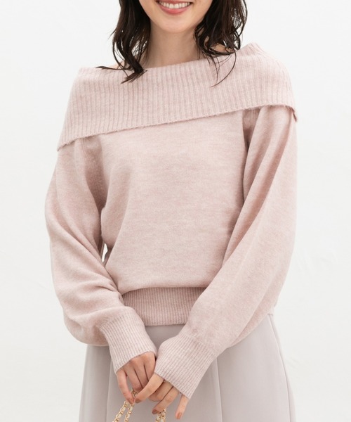 Honeys（ハニーズ）の「【軽ふわっニット】オフショルニット（ニット/セーター・レディース・アイボリー/ピンク/ラベンダー/杢グレー・S/M/L）」の12枚目の写真