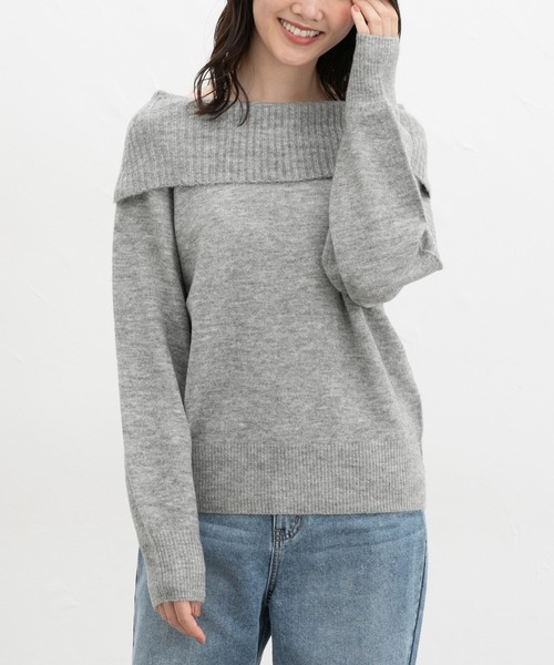 Honeys（ハニーズ）の「【軽ふわっニット】オフショルニット（ニット/セーター・レディース・アイボリー/ピンク/ラベンダー/杢グレー・S/M/L）」の15枚目の写真