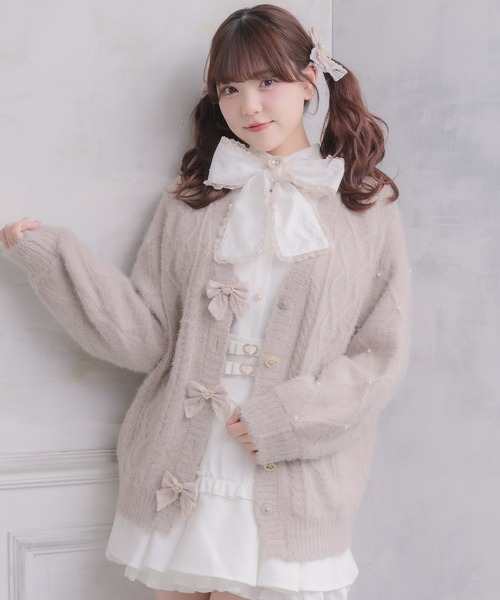 ROJITA（ロジータ）の「ハートケーブルカーディガン（カーディガン/ボレロ・レディース・ブラック/ピンク/ホワイト・FREE）」の3枚目の写真