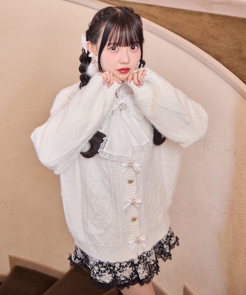 ROJITA（ロジータ）の「ハートケーブルカーディガン（カーディガン/ボレロ・レディース・ブラック/ピンク/ホワイト・FREE）」の7枚目の写真