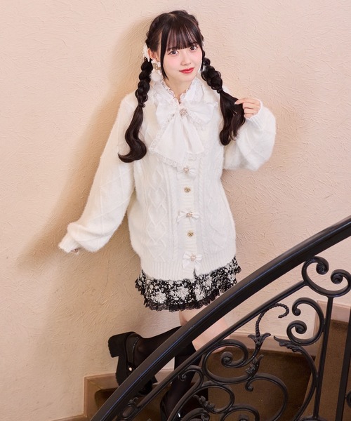 ROJITA（ロジータ）の「ハートケーブルカーディガン（カーディガン/ボレロ・レディース・ブラック/ピンク/ホワイト・FREE）」の6枚目の写真