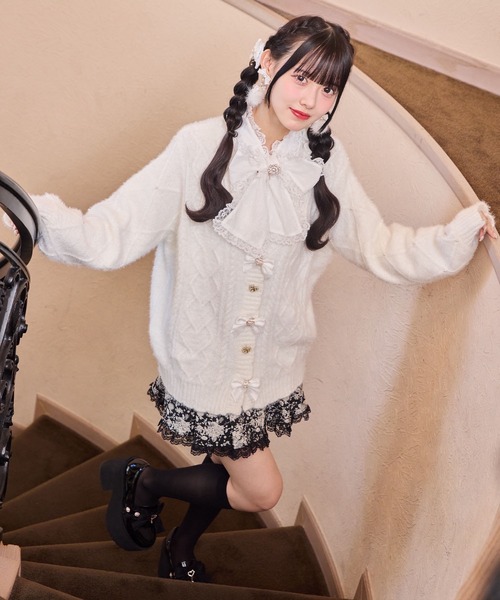 ROJITA（ロジータ）の「ハートケーブルカーディガン（カーディガン/ボレロ・レディース・ブラック/ピンク/ホワイト・FREE）」の8枚目の写真