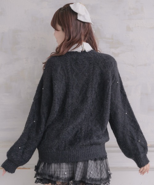 ROJITA（ロジータ）の「ハートケーブルカーディガン（カーディガン/ボレロ・レディース・ブラック/ピンク/ホワイト・FREE）」の21枚目の写真