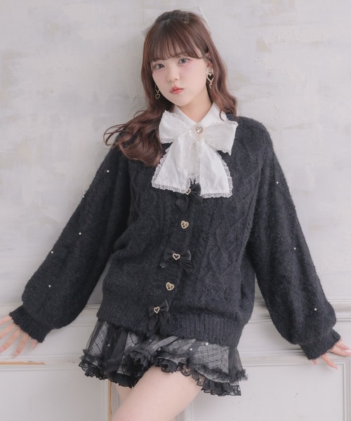 ROJITA（ロジータ）の「ハートケーブルカーディガン（カーディガン/ボレロ・レディース・ブラック/ピンク/ホワイト・FREE）」の16枚目の写真