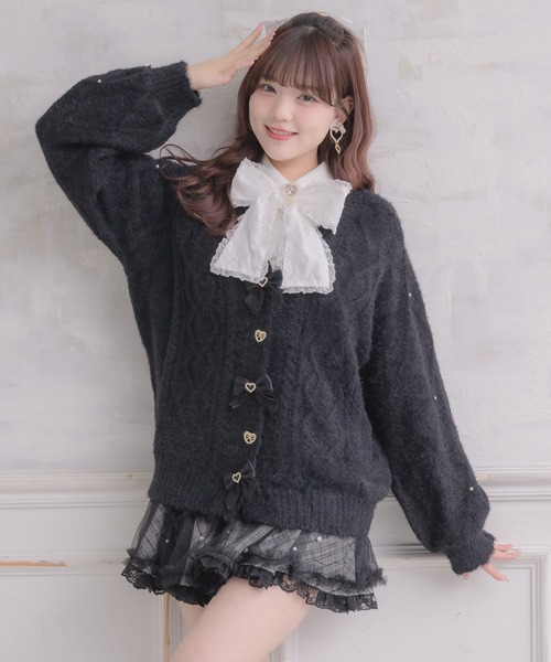 ROJITA（ロジータ）の「ハートケーブルカーディガン（カーディガン/ボレロ・レディース・ブラック/ピンク/ホワイト・FREE）」の17枚目の写真