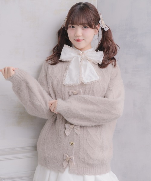 ROJITA（ロジータ）の「ハートケーブルカーディガン（カーディガン/ボレロ・レディース・ブラック/ピンク/ホワイト・FREE）」の11枚目の写真