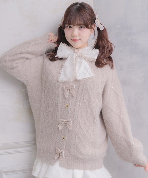 ROJITA（ロジータ）の「ハートケーブルカーディガン（カーディガン/ボレロ・レディース・ブラック/ピンク/ホワイト・FREE）」の14枚目の写真