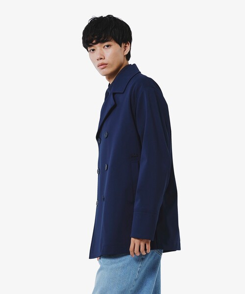 LACOSTE ネイビー ウール ピーコート セール】3レイヤー鹿の子Pコート（ピーコート）｜LACOSTE（ラコステ