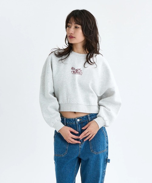 RVCA（ルーカ）の「RVCA レディース COURT BALLOON FIT CREW トレーナー 【2025年秋冬モデル】 @autumn/ルーカドルマンスリーブスウェットトレーナー（スウェット・レディース・ブラック/グレー・SMALL/MEDIUM）」の2枚目の写真