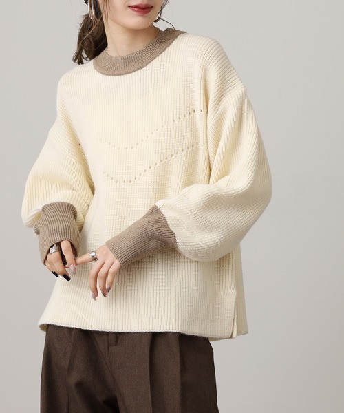 セール】YULA ポイントカラー ラメミックスプルオーバー（ニット