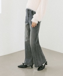 デニムパンツ（グレー/灰色系・ハイウエスト）ファッション通販