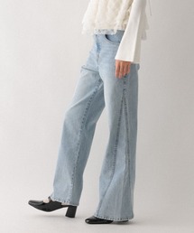 Heather | 【ウエストサイドボタンで自由にフィット】ハイウエストワイドフレアデニムパンツ　606097(デニムパンツ)