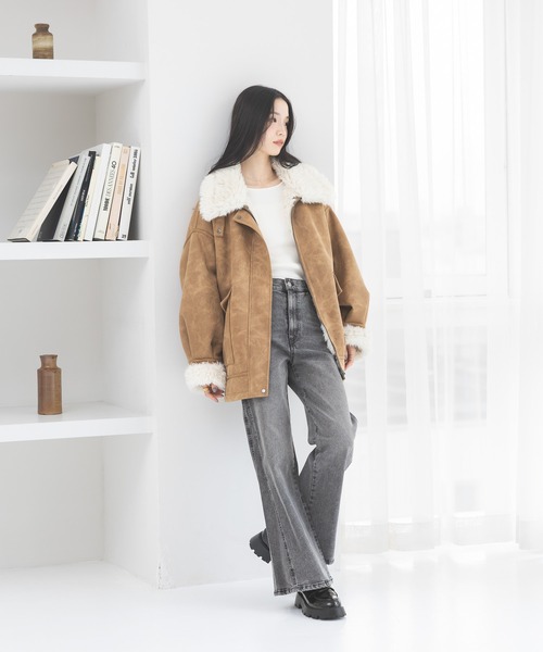 Heather（ヘザー）の「【ウエストサイドボタンで自由にフィット】ハイウエストワイドフレアデニムパンツ　606097（デニムパンツ・レディース・ブラウン/グレー/ブルー/ライトブルー・S/M）」の6枚目の写真