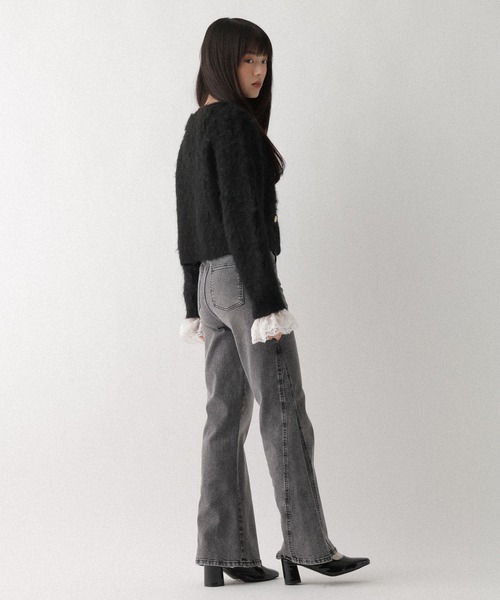 Heather（ヘザー）の「【ウエストサイドボタンで自由にフィット】ハイウエストワイドフレアデニムパンツ　606097（デニムパンツ・レディース・ブラウン/グレー/ブルー/ライトブルー・S/M）」の15枚目の写真