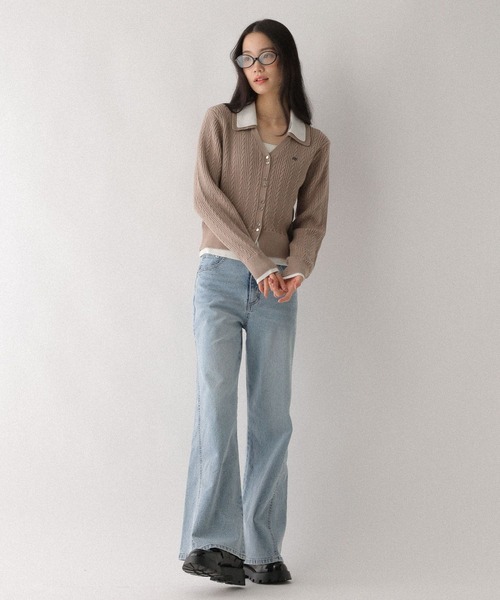 Heather（ヘザー）の「【ウエストサイドボタンで自由にフィット】ハイウエストワイドフレアデニムパンツ　606097（デニムパンツ・レディース・ブラウン/グレー/ブルー/ライトブルー・S/M）」の21枚目の写真