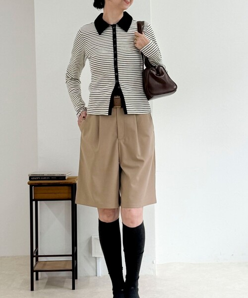 fredy couleur(フレディクルール)の「ボーダーリブ衿付きカーディガン(ニット/セーター・レディース・グレー系その他/ホワイト系その他2/ブラック系その他・38)」の6枚目の写真