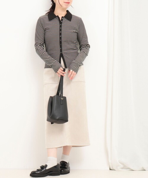 fredy couleur(フレディクルール)の「ボーダーリブ衿付きカーディガン(ニット/セーター・レディース・グレー系その他/ホワイト系その他2/ブラック系その他・38)」の10枚目の写真