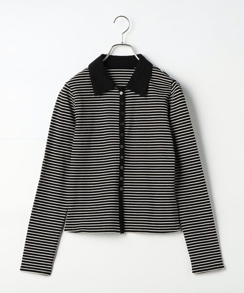 fredy couleur(フレディクルール)の「ボーダーリブ衿付きカーディガン(ニット/セーター・レディース・グレー系その他/ホワイト系その他2/ブラック系その他・38)」の18枚目の写真