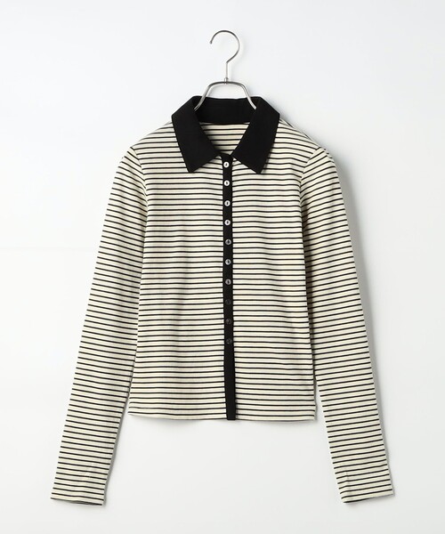 fredy couleur(フレディクルール)の「ボーダーリブ衿付きカーディガン(ニット/セーター・レディース・グレー系その他/ホワイト系その他2/ブラック系その他・38)」の22枚目の写真