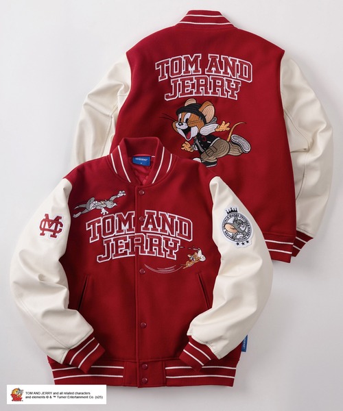 トムブラウン スタジャン 袖レザー ウール切替 キルティング トリコロール M トムブラウン ウール100% スタジャン THOM BROWNE メンズ 【公式通販】