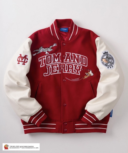 セール】【72】【TOM＆JERRY/トムとジェリー】ワッペン刺繍 袖切替