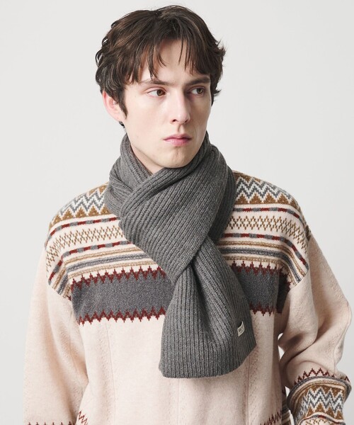 BEAUTY&YOUTH UNITED ARROWS（ビューティーアンドユースユナイテッドアローズ）の「アゼ ニット マフラー（マフラー・メンズ・オリーブ/ブラック/グレー系・FREE）」の3枚目の写真