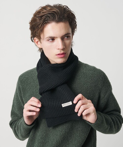 BEAUTY&YOUTH UNITED ARROWS（ビューティーアンドユースユナイテッドアローズ）の「アゼ ニット マフラー（マフラー・メンズ・オリーブ/ブラック/グレー系・FREE）」の2枚目の写真