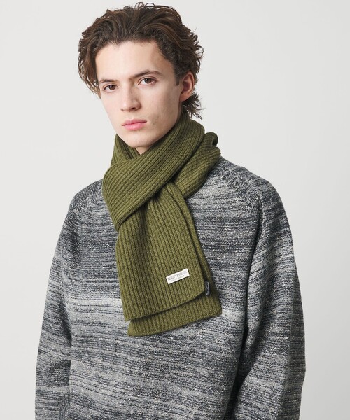 BEAUTY&YOUTH UNITED ARROWS（ビューティーアンドユースユナイテッドアローズ）の「アゼ ニット マフラー（マフラー・メンズ・オリーブ/ブラック/グレー系・FREE）」の4枚目の写真