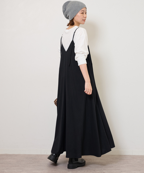 JOURNAL STANDARD relume（ジャーナルスタンダード　レリューム）の「《WEB限定追加》ウォッシャブルブラッシュロングキャミワンピース（ワンピース・レディース・ブラック/チャコールグレー・FREE）」の19枚目の写真