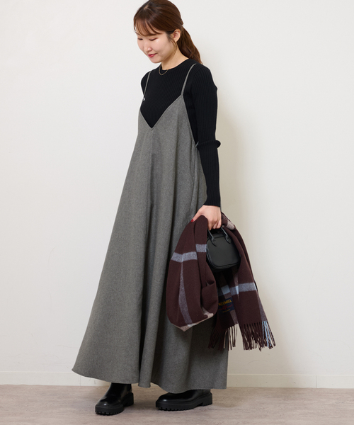 JOURNAL STANDARD relume（ジャーナルスタンダード　レリューム）の「《WEB限定追加》ウォッシャブルブラッシュロングキャミワンピース（ワンピース・レディース・ブラック/チャコールグレー・FREE）」の16枚目の写真