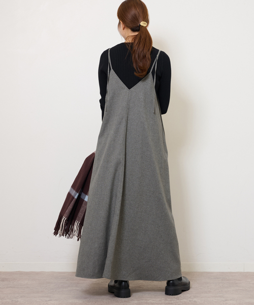 JOURNAL STANDARD relume（ジャーナルスタンダード　レリューム）の「《WEB限定追加》ウォッシャブルブラッシュロングキャミワンピース（ワンピース・レディース・ブラック/チャコールグレー・FREE）」の15枚目の写真