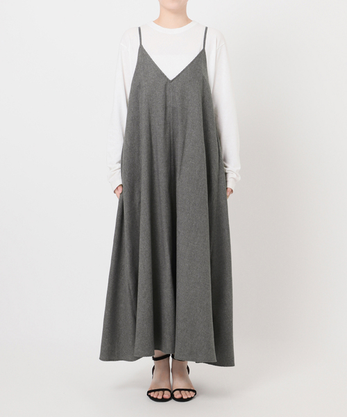 JOURNAL STANDARD relume（ジャーナルスタンダード　レリューム）の「《WEB限定追加》ウォッシャブルブラッシュロングキャミワンピース（ワンピース・レディース・ブラック/チャコールグレー・FREE）」の3枚目の写真