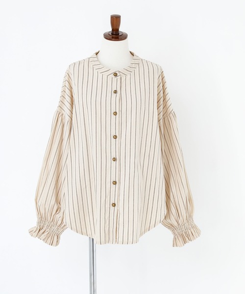 n'OrLABEL(ノアールレーベル)の「ストライププリントコーデュロイブラウス(シャツ/ブラウス・レディース・グリーン/ベージュ・FREE)」の21枚目の写真