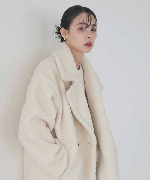 LIAN（リアン）の「ボアテーラードコート（ピーコート・レディース・モカ/アイボリー/ブラック/チャコールグレー・FREE）」の16枚目の写真