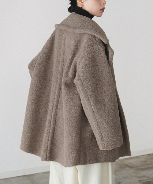 LIAN（リアン）の「ボアテーラードコート（ピーコート・レディース・モカ/アイボリー/ブラック/チャコールグレー・FREE）」の22枚目の写真