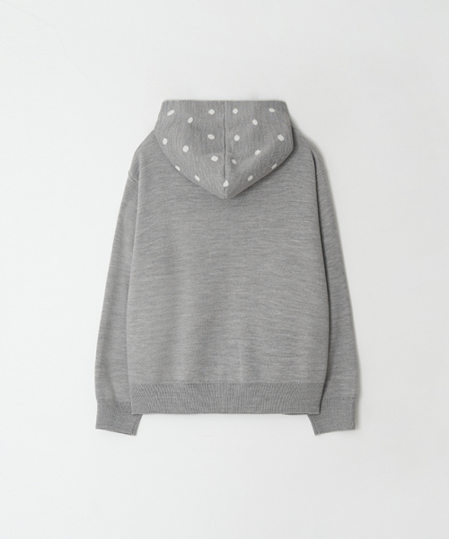 RONRON（ロンロン）の「DOT HOODED ZIP UP KNIT GREY WHITE DOT（パーカー・レディース・その他・FREE）」の2枚目の写真