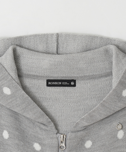 RONRON（ロンロン）の「DOT HOODED ZIP UP KNIT GREY WHITE DOT（パーカー・レディース・その他・FREE）」の3枚目の写真