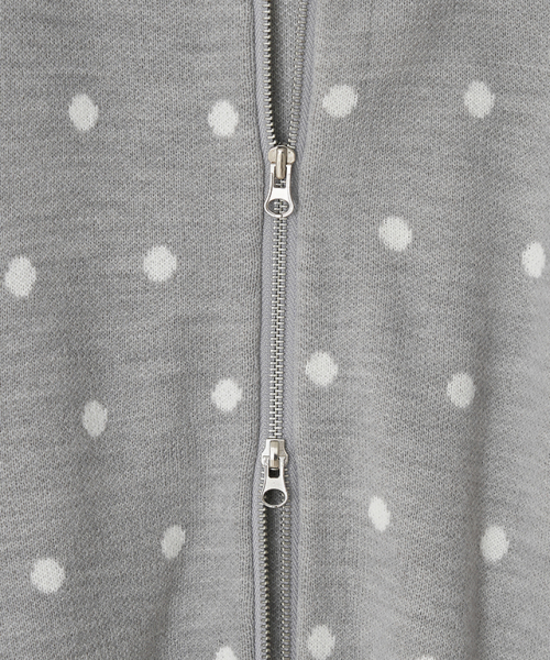 RONRON（ロンロン）の「DOT HOODED ZIP UP KNIT GREY WHITE DOT（パーカー・レディース・その他・FREE）」の4枚目の写真
