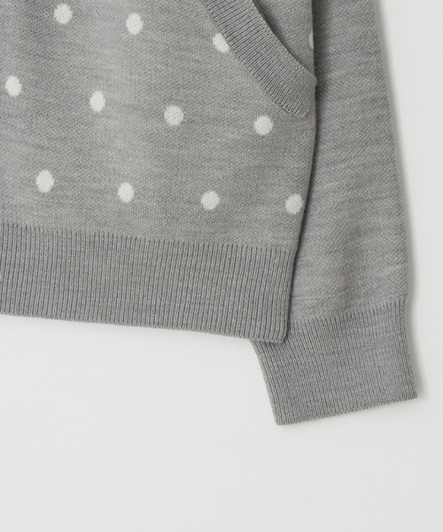 RONRON（ロンロン）の「DOT HOODED ZIP UP KNIT GREY WHITE DOT（パーカー・レディース・その他・FREE）」の5枚目の写真