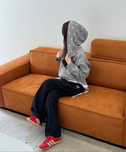 RONRON（ロンロン）の「DOT HOODED ZIP UP KNIT GREY WHITE DOT（パーカー・レディース・その他・FREE）」の7枚目の写真