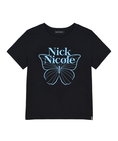 NICK&NICOLE(ニックアンドニコール)の「BUTTERFLY NICOLE LABEL SLIM TOP_BLACK SKYBLUE(Tシャツ/カットソー・レディース・その他・FREE)」の4枚目の写真