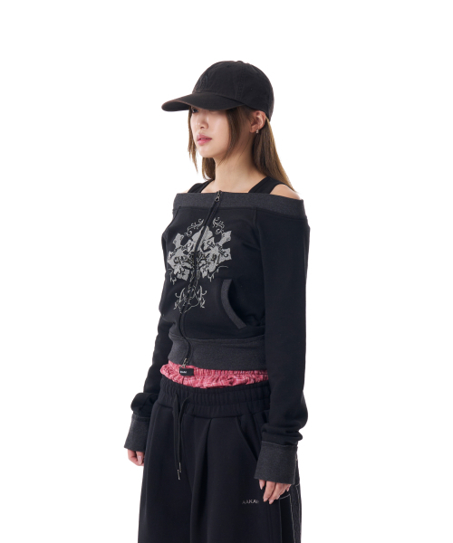 AAKAM(アーカム)の「CROS2 Off-shoulder Zip-Up (Black)(その他トップス・レディース・その他・FREE)」の1枚目の写真