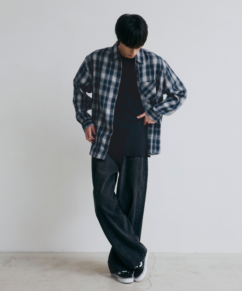 NODU（ノードユー）の「オンブレチェックシャツ[ネイビー]（シャツ/ブラウス・メンズ・その他・MEDIUM/LARGE）」の5枚目の写真