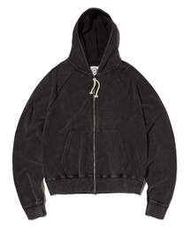 PCDP Washed Waffle Zip-up Hoodie (WASHED BLACK)