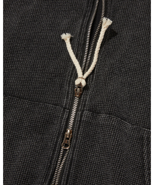 PUNCH DRUNK PARTIES(パンチドランクパーティーズ)の「PCDP Washed Waffle Zip-up Hoodie (WASHED BLACK)(パーカー・メンズ・その他・1/2)」の4枚目の写真