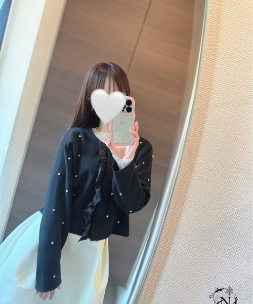 Neige(ネージュ)の「ジュエルフリルカーディガン(カーディガン/ボレロ・レディース・ブラック/アイボリー/グレー・ONE SIZE)」の6枚目の写真