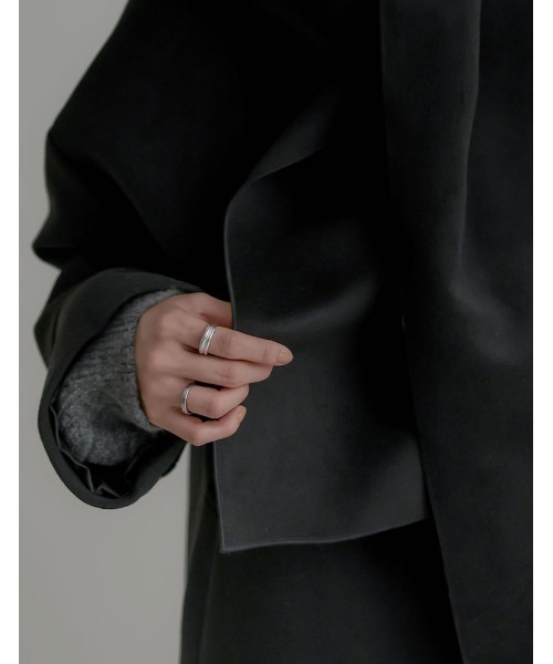 Re:EDIT（リエディ）の「[2025 WINTER COLLECTION][2点セット]フェイクウールスタンドカラーストール付きミドルコート（ポンチョ・レディース・ブラック/グレイッシュベージュ/チャコールグレー・MEDIUM/LARGE）」の6枚目の写真