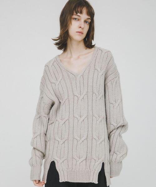 LAATO（ラート）の「big cable knit（ニット/セーター・レディース・ブラック/ブラウン/ライトグレー・FREE）」の8枚目の写真